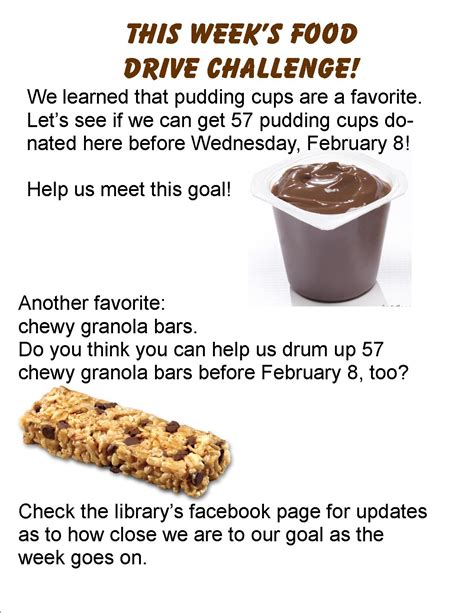 weekly food drive challenge | Chatfield Public Library