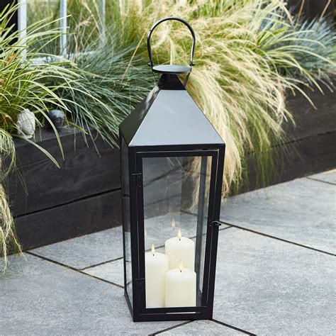 Cairns Black Garden Lantern Trio with TruGlow® Candles | Lights4fun.co.uk