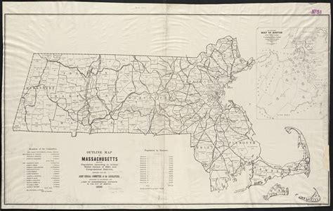 Outline map of Massachusetts showing population according to United ...