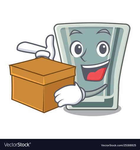 With box shot glass in cartoon shape Royalty Free Vector