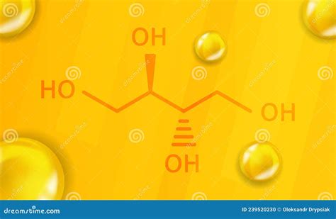 Erythritol Chemical Formula. Erythritol 3D Realistic Chemical Molecular Structure Vector ...