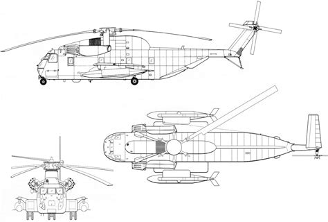 Sikorsky CH-53 Sea Stallion Blueprint - Download free blueprint for 3D modeling