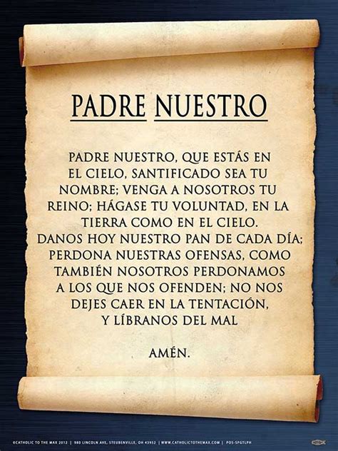 Spanish The Lord's Prayer Poster - Catholic to the Max - Online Catholic Store