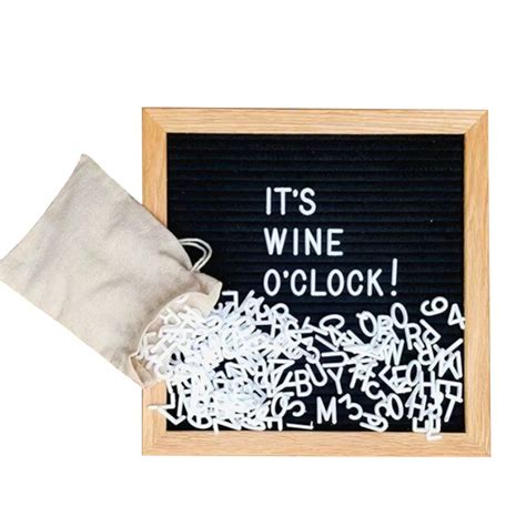 10" inch Felt Letter Board Sign Message Home Office Decor Board Oak Frame White Letters Symbols ...