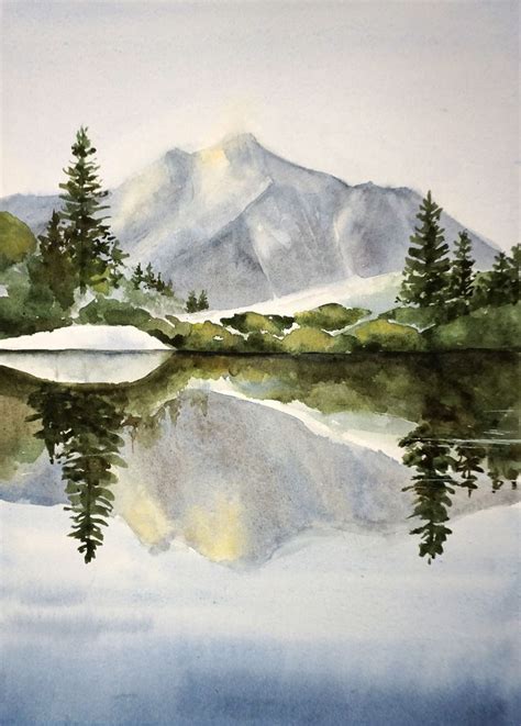 Morning Landscape ORIGINAL Watercolor Painting - Mountains, Forest ...