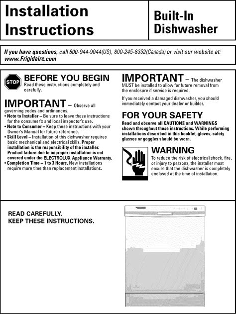 Frigidaire FDB2410HIB2A User Manual DISHWASHER Manuals And Guides L0904266