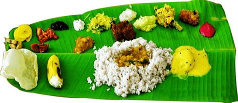 Kerala Sadhya Sadhya - Onam Sadhya Banana Leaf Png (731x319), Png Download