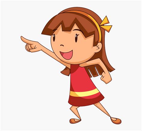 Girl Pointing - Cartoon, HD Png Download - kindpng