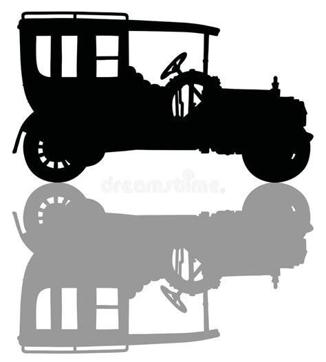 The Black Silhouette of a Vintage Car Stock Vector - Illustration of ...