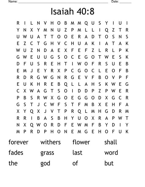 Isaiah Word Search Puzzles Printable