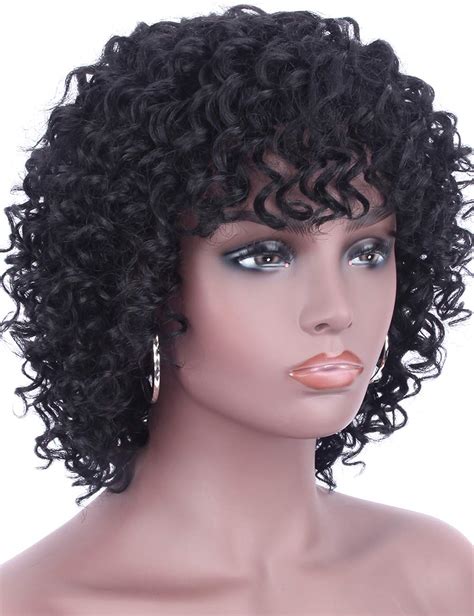 Beauart 12" Short Jet Black Curly Brazilian Remy 100% Human Hair Wigs ...