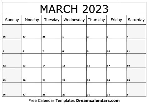 March 2023 Calendar - Free Printable with Holidays and Observances