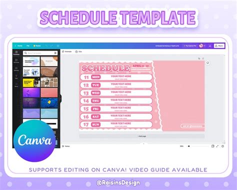 Stream Schedule Template for Twitch & Youtube Streaming / Pink - Etsy