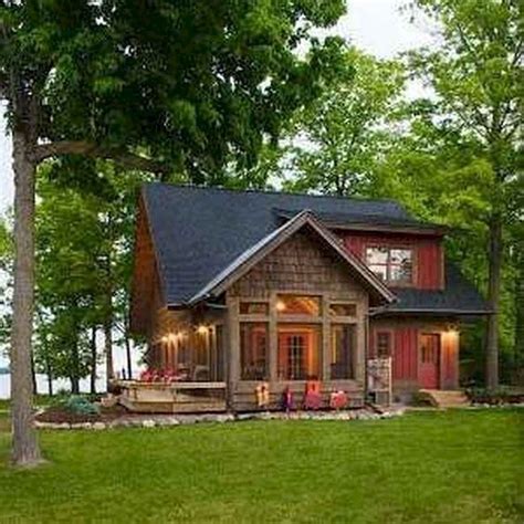 70 Fantastic Small Log Cabin Homes Design Ideas (55) | Small lake ...