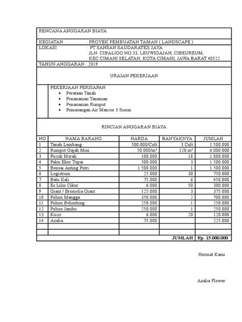 Contoh Rencana Anggaran Biaya Proyek - hakim-power