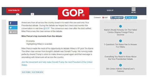 GOP website declares Mike Pence winner of debate hours before it starts ...