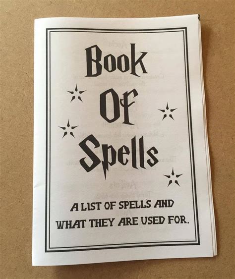 Printable Spell Book, Book of Spells, Harry Potter Spells, Party Favour by LushPartyStuff on ...