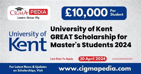 University of Kent GREAT Scholarship for Master's Students 2024 : Last Date, Benefits, Advantage ...