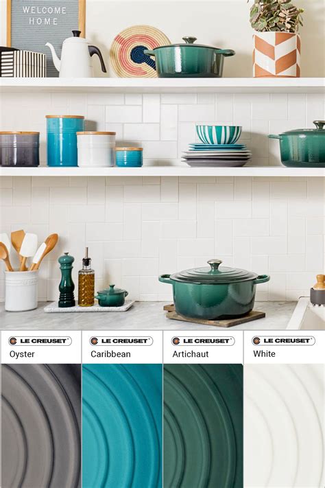 Le Creuset Color Pairings and Kitchen Decor: Oyster, Caribbean ...