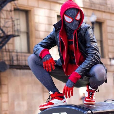 Miles Morales Spiderman Costume Mask Spider Man Miles Morales Cosplay ...