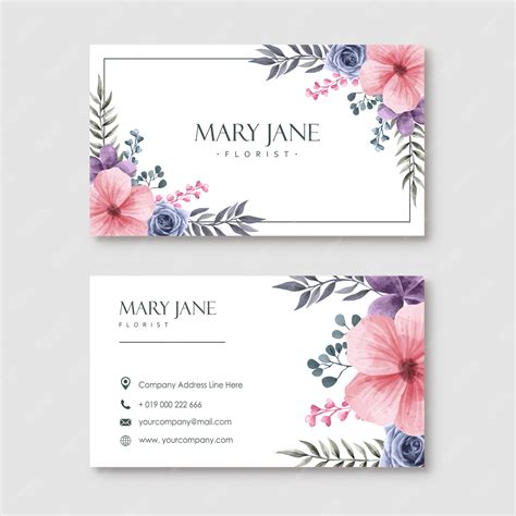 Premium Vector | Florist Business Card template With Watercolor Floral