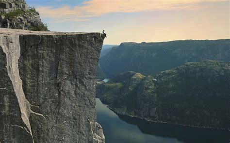 nature, Landscape, Preikestolen, Norway, Fjord, Cliff, Sitting, Danger ...