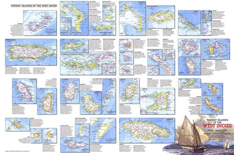 Tourist Islands of the West Indies 1981 Wall Map by National Geographic ...