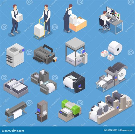 Printing House Icons Collection Stock Vector - Illustration of office, technology: 208989893