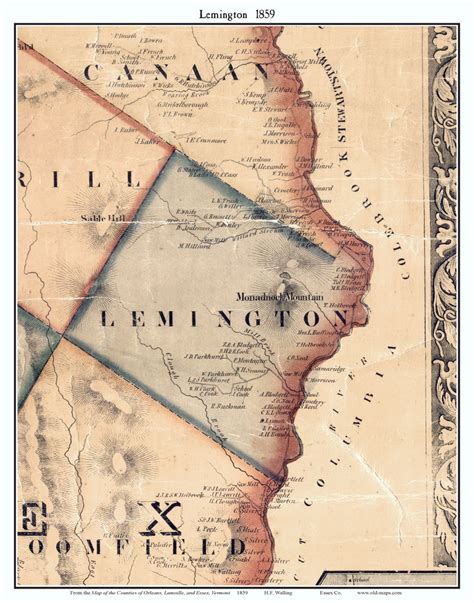 Lemington, Vermont 1859 Old Town Map Custom Print - Essex Co. - OLD MAPS