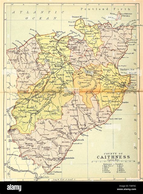 Map of County of Caithness, Scotland, circa 1882 Stock Photo - Alamy