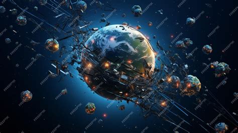 Premium Photo | Space junk space debris floating in space or earth ...