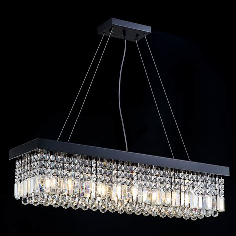 Rectangular Crystal Chandelier - Dining Room Pendant Light - Sofary