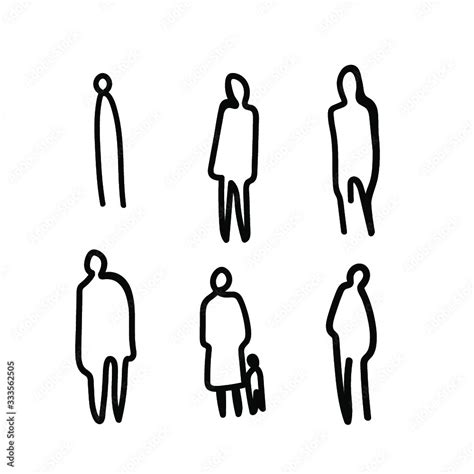 Vector illustration, Outline silhouettes of people, Contour drawing ...