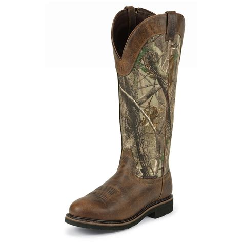 Men's Justin 17" Stampede Waterproof Snake Boots, Realtree All-purpose ...