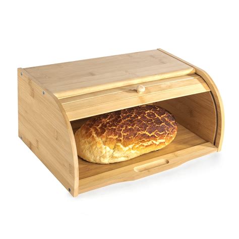 Buy Bamboo Bread Bin | Roll-Top Bread Box | Wooden Kitchen Storage Bin ...