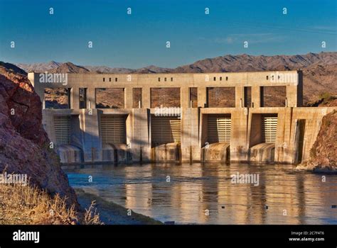 Parker Dam on Colorado River, California Arizona border, USA Stock ...