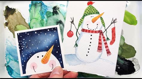 *NEW* Watercolor Snowmen Tutorial/ Step by Step / for Beginners/ Christmas crafts/Christmas ...