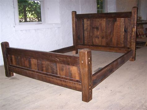 Rustic Bed Frame With Beveled Posts, Wood Bed Platform, Queen Bed Frame, Rustic Bed Platform ...
