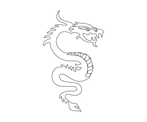 chinese dragon, hand drawn, mono line, one line art 16530399 Vector Art ...