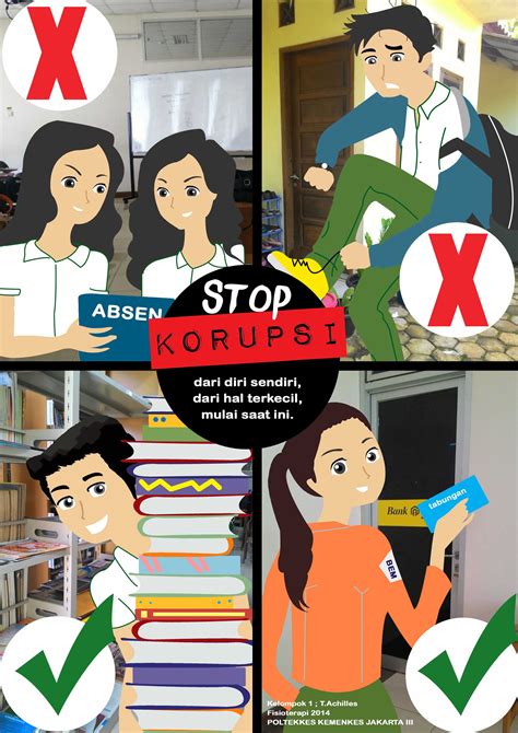 Poster : Stop Korupsi | Ilustrasi pendidikan, Ide buku sketsa, Desain pamflet