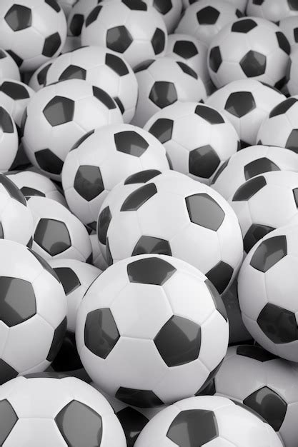 Premium Photo | Black and white soccer balls background 3d illustration