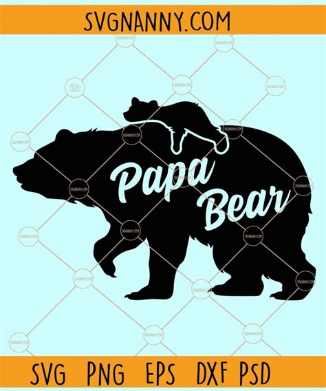 Papa bear with cub silhouette svg, Papa bear svg, bear svg, dad svg, Father’s day svg, bear ...