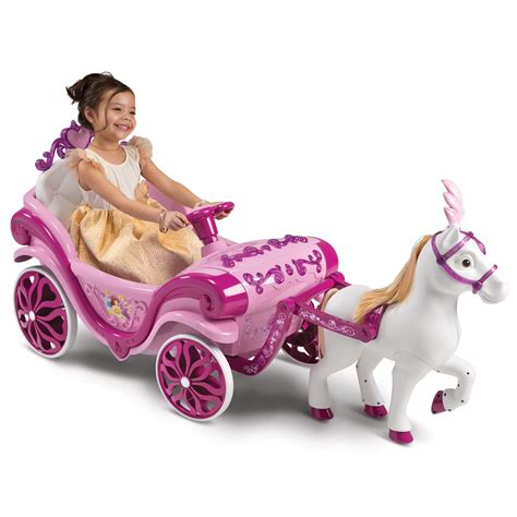 Buy Huffy Disney Princess Royal Horse and Carriage Battery Electric Ride On Powered Car, Pink ...