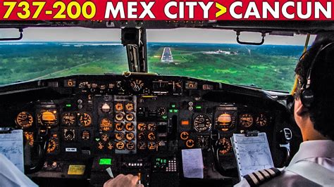 Cockpit BOEING 737-200 Mexico City to Cancun (2002) - YouTube