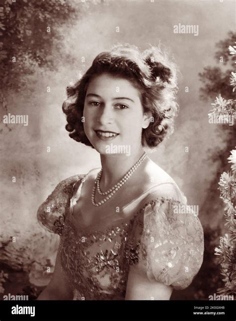 Young Princess Elizabeth (Later Queen Elizabeth II) in a 1946 studio portrait near the time of ...