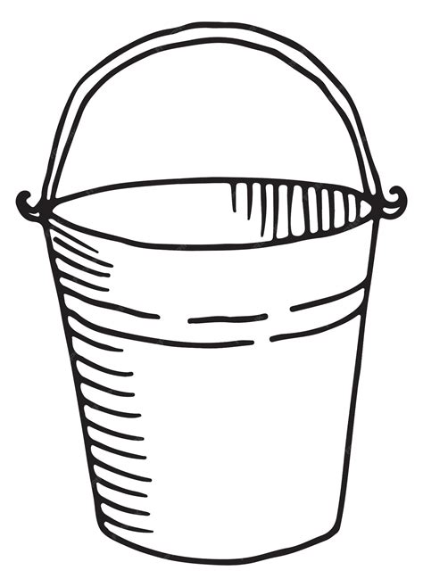 Premium Vector | Metal bucket sketch hand drawn water container