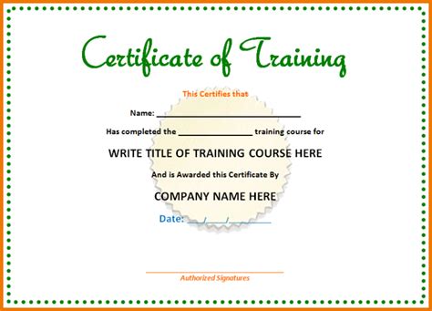 certificate of training with green and red border on white paper, in the middle of an orange frame