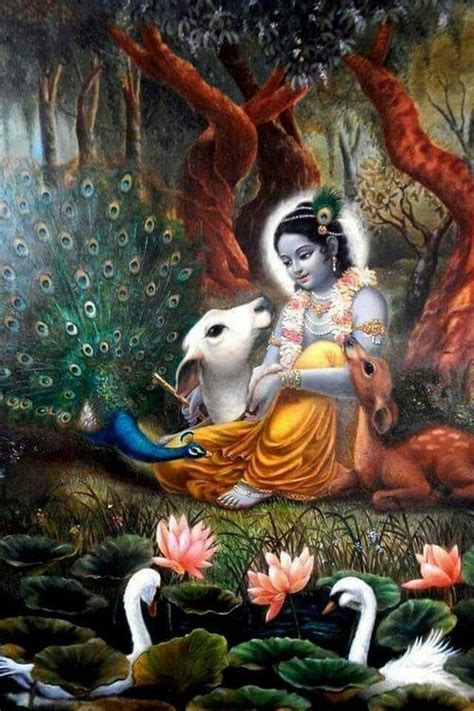 Krishna With His Animal Friends | Krishna radha painting, Krishna painting, Krishna art