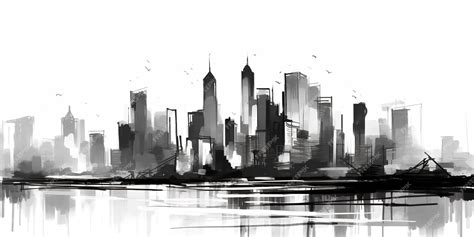 Premium AI Image | city skyline drawing black and white sketch