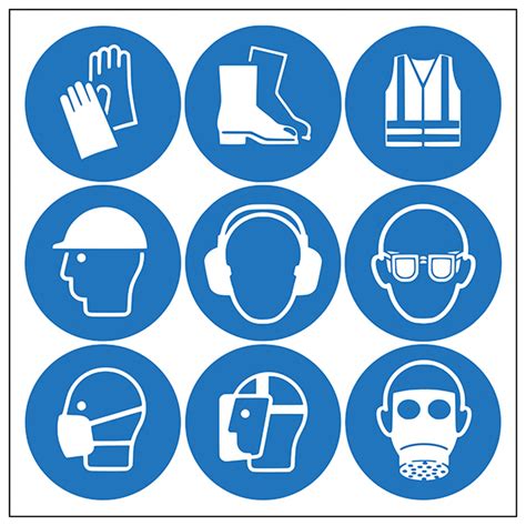 PPE 9 Mixed Symbols | Circular Safety Labels | Safety Signs 4 Less